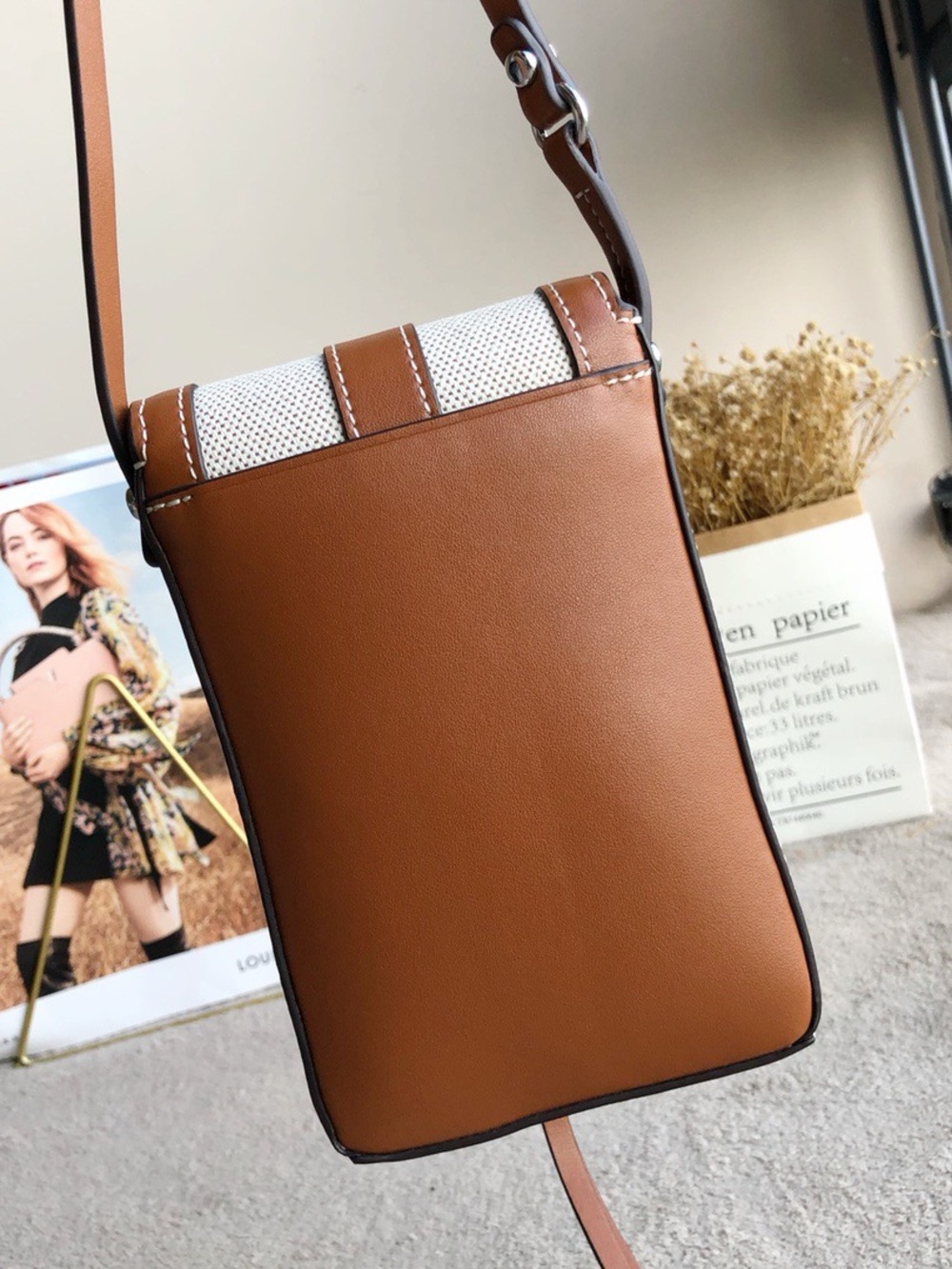 Tory Burch Tan and Cream Logo Cutout Crossbody Bag - Picture 2 of 8